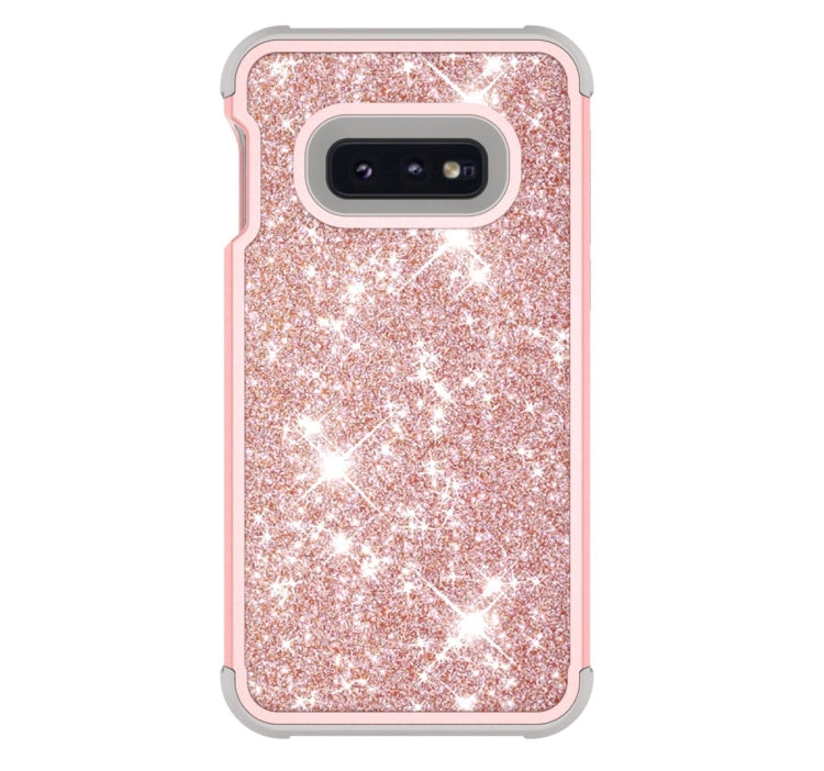 Glitter Contrast Color Silicone + PC Shockproof Case for Galaxy S10e