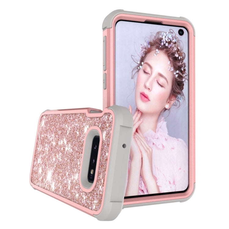 Glitter Contrast Color Silicone + PC Shockproof Case for Galaxy S10e