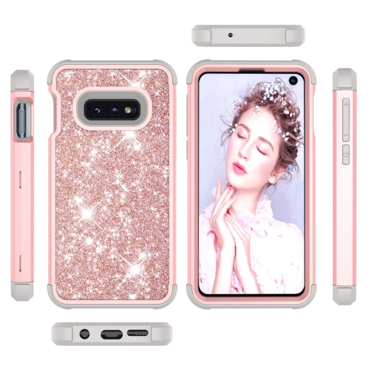 Glitter Contrast Color Silicone + PC Shockproof Case for Galaxy S10e