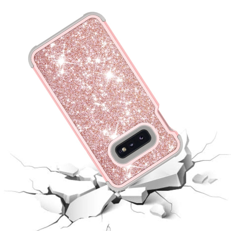 Glitter Contrast Color Silicone + PC Shockproof Case for Galaxy S10e