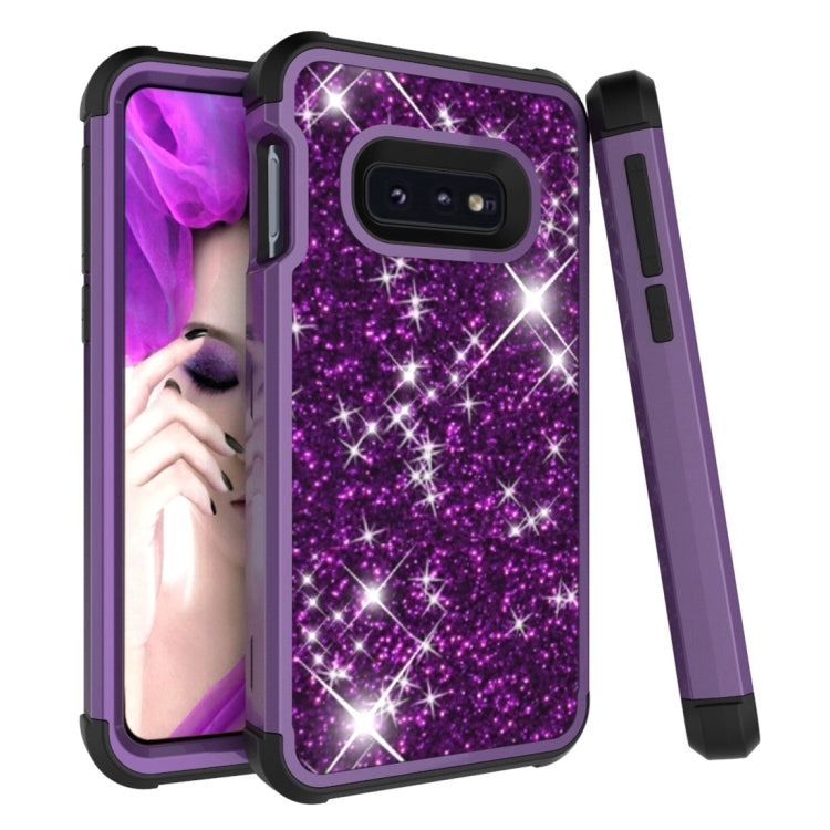 Glitter Contrast Color Silicone + PC Shockproof Case for Galaxy S10e