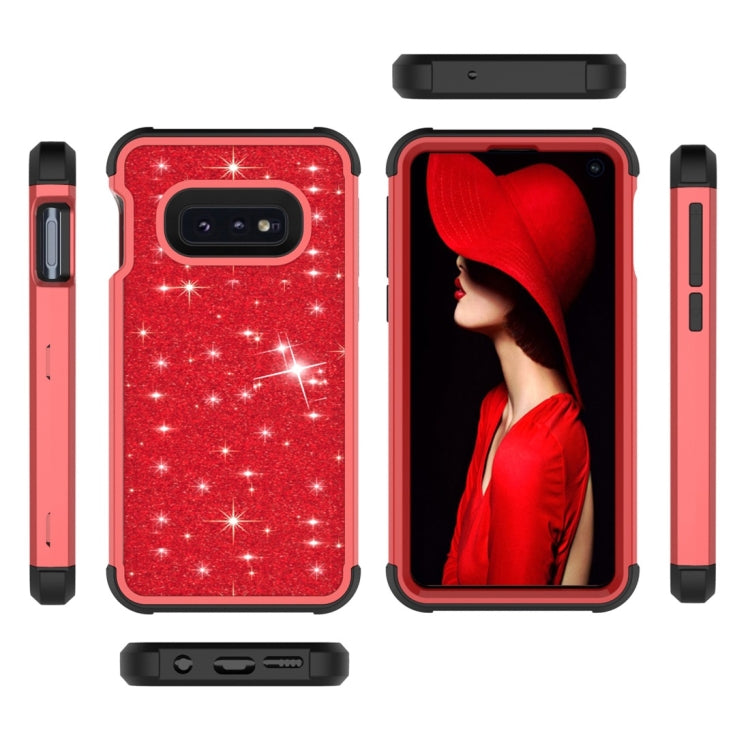 Glitter Contrast Color Silicone + PC Shockproof Case for Galaxy S10e