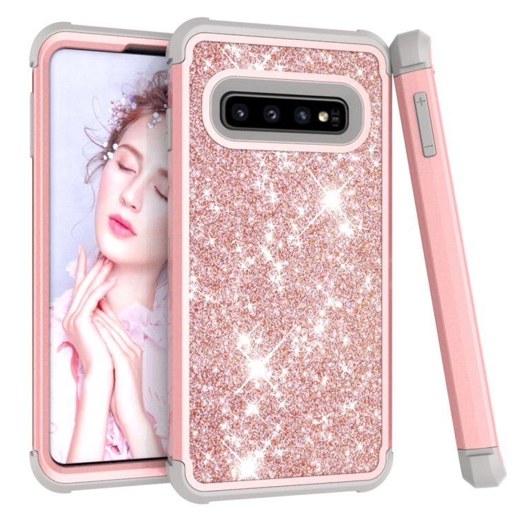 Glitter Contrast Color Silicone + PC Shockproof Case for Galaxy S10