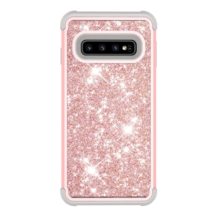 Glitter Contrast Color Silicone + PC Shockproof Case for Galaxy S10