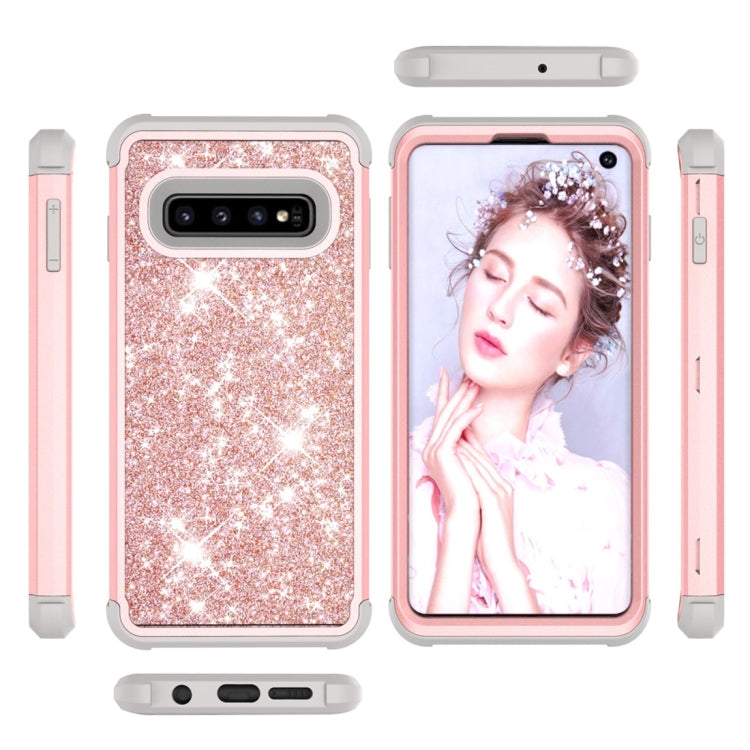 Glitter Contrast Color Silicone + PC Shockproof Case for Galaxy S10