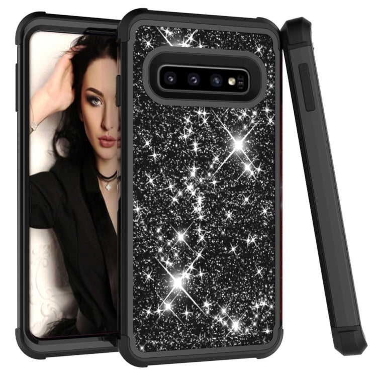 Glitter Contrast Color Silicone + PC Shockproof Case for Galaxy S10