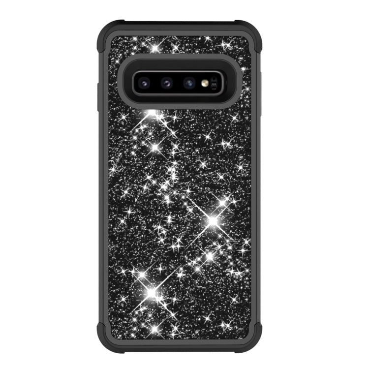 Glitter Contrast Color Silicone + PC Shockproof Case for Galaxy S10