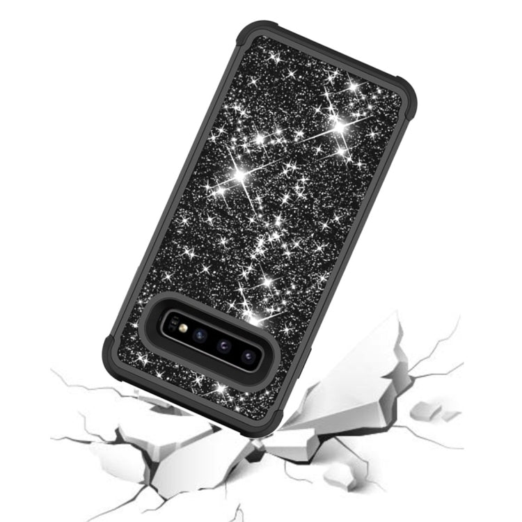 Glitter Contrast Color Silicone + PC Shockproof Case for Galaxy S10