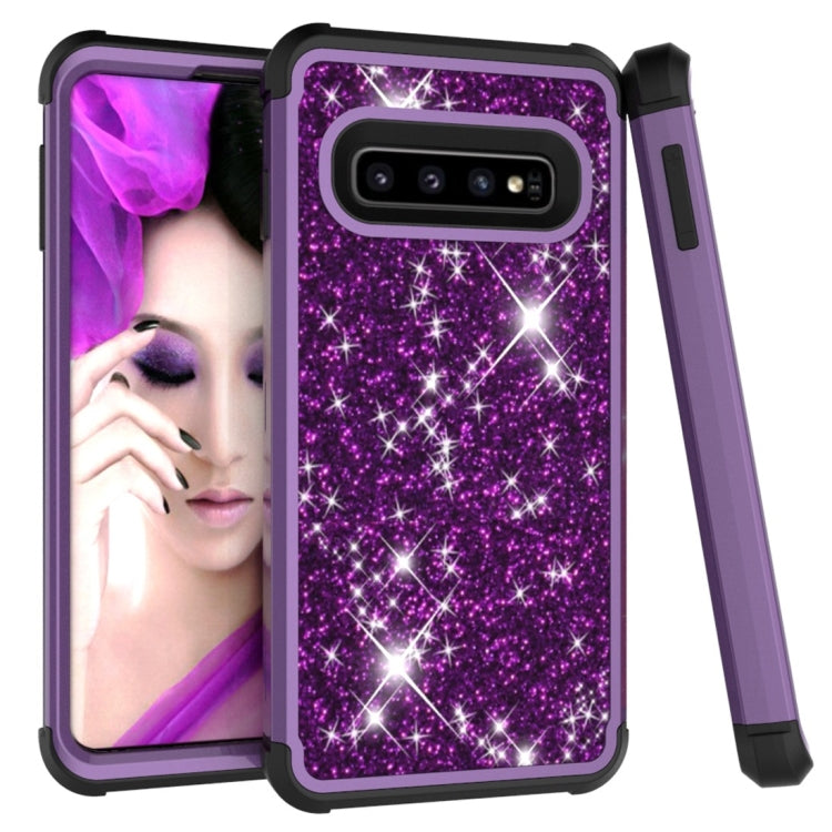 Glitter Contrast Color Silicone + PC Shockproof Case for Galaxy S10