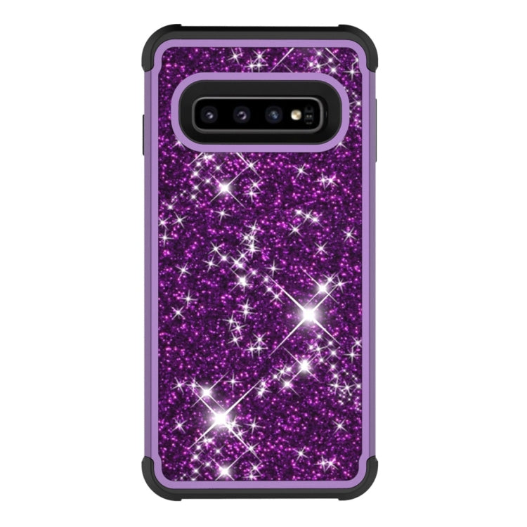 Glitter Contrast Color Silicone + PC Shockproof Case for Galaxy S10