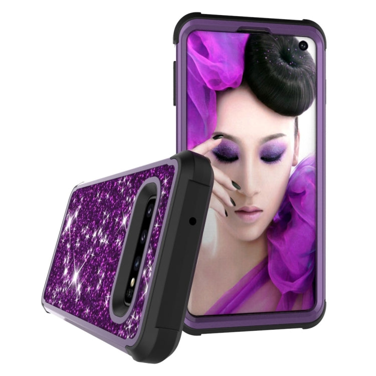 Glitter Contrast Color Silicone + PC Shockproof Case for Galaxy S10