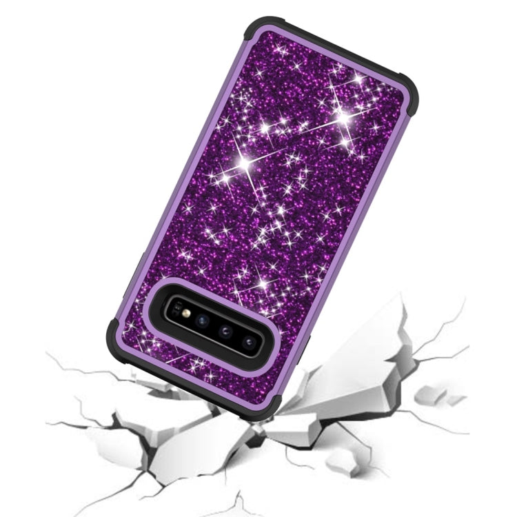 Glitter Contrast Color Silicone + PC Shockproof Case for Galaxy S10