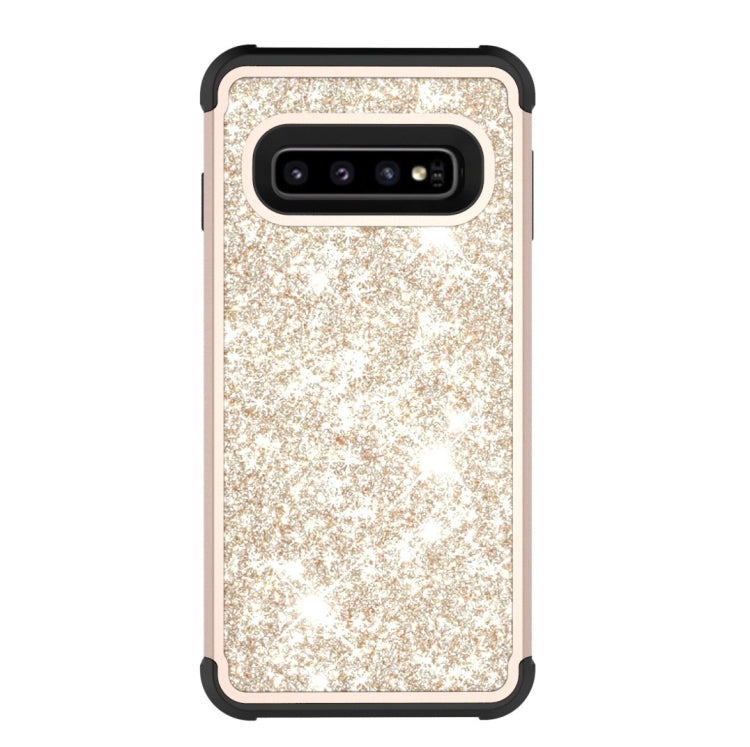 Glitter Contrast Color Silicone + PC Shockproof Case for Galaxy S10