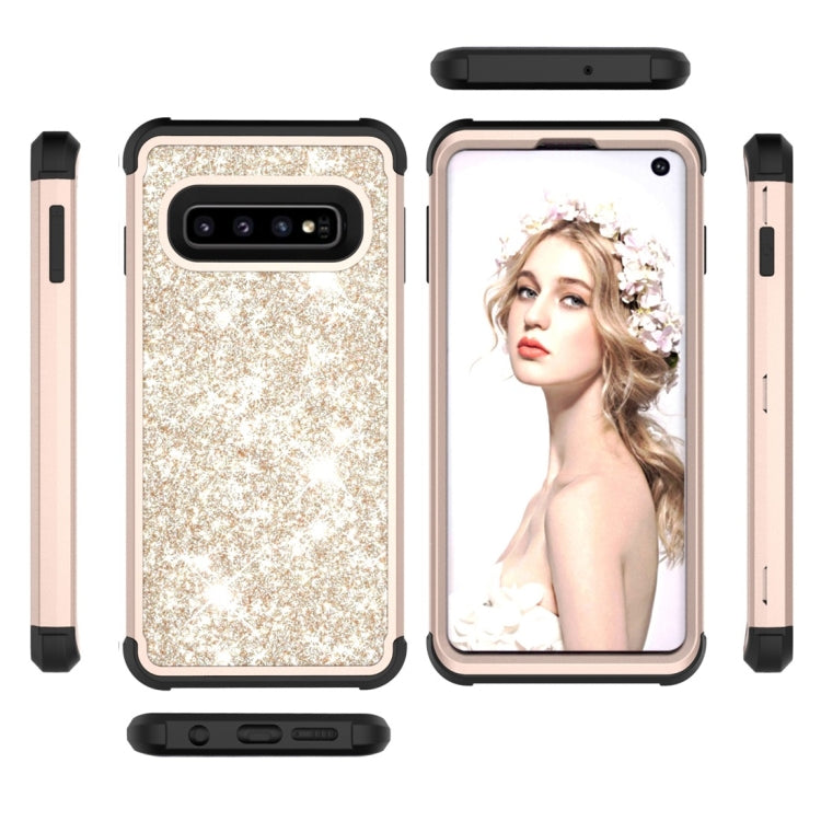 Glitter Contrast Color Silicone + PC Shockproof Case for Galaxy S10