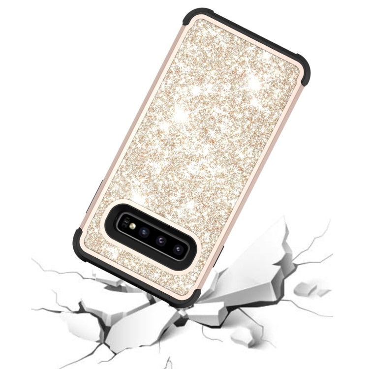 Glitter Contrast Color Silicone + PC Shockproof Case for Galaxy S10