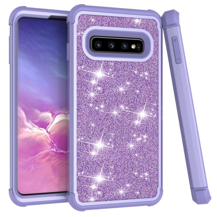 Glitter Contrast Color Silicone + PC Shockproof Case for Galaxy S10