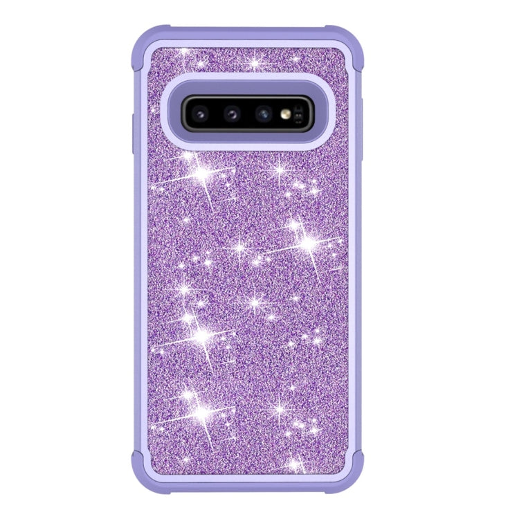 Glitter Contrast Color Silicone + PC Shockproof Case for Galaxy S10