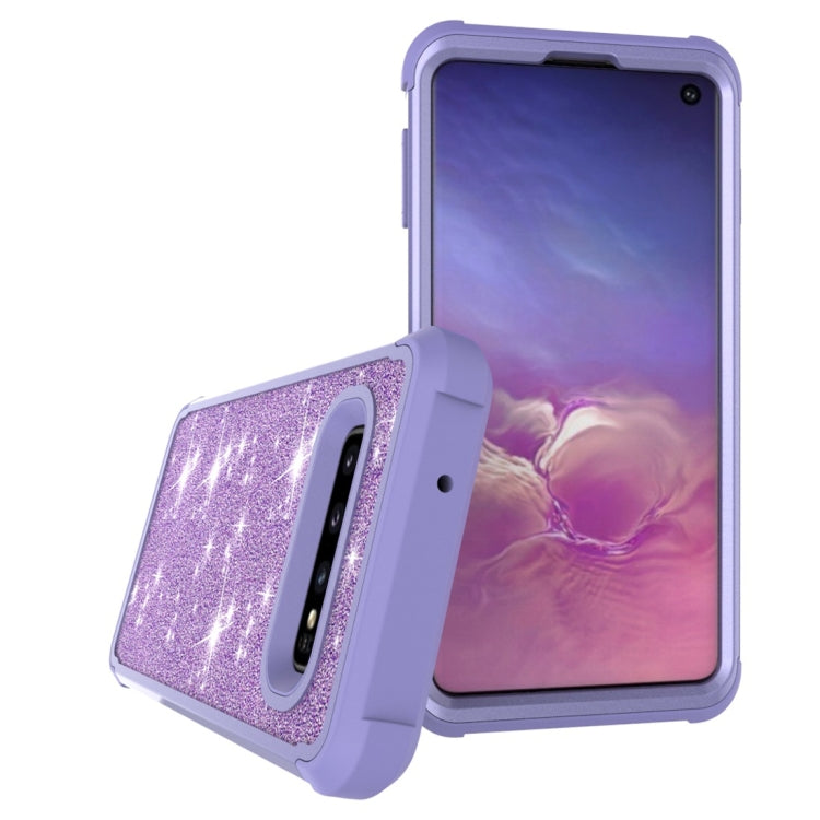 Glitter Contrast Color Silicone + PC Shockproof Case for Galaxy S10