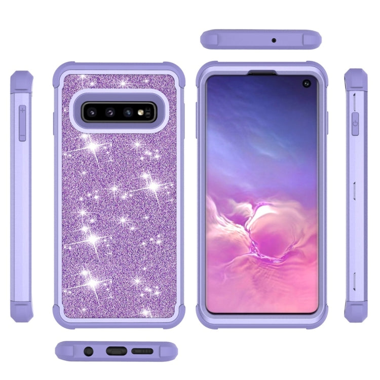 Glitter Contrast Color Silicone + PC Shockproof Case for Galaxy S10