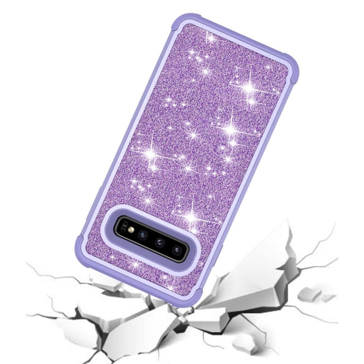 Glitter Contrast Color Silicone + PC Shockproof Case for Galaxy S10