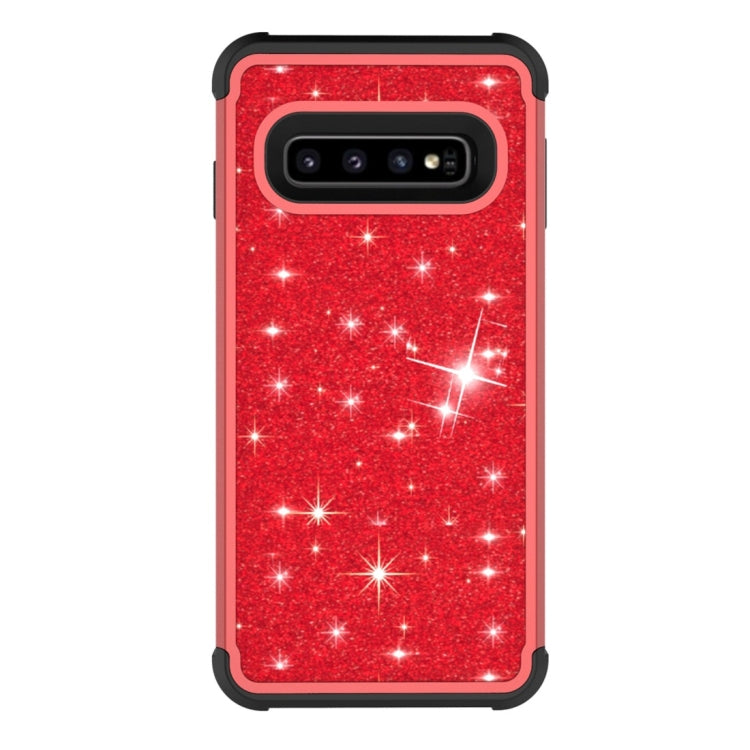 Glitter Contrast Color Silicone + PC Shockproof Case for Galaxy S10