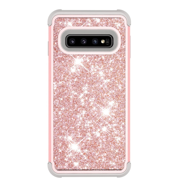 Glitter Contrast Color Silicone + PC Shockproof Case for Galaxy S10+