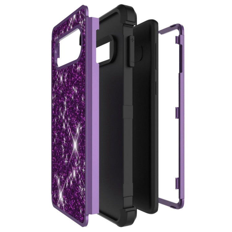 Glitter Contrast Color Silicone + PC Shockproof Case for Galaxy S10+