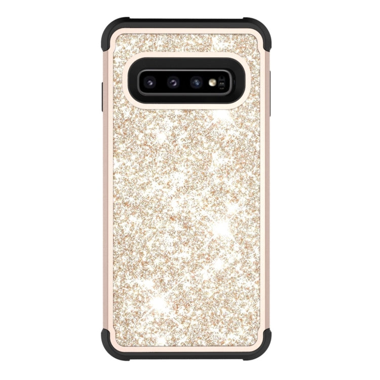 Glitter Contrast Color Silicone + PC Shockproof Case for Galaxy S10+