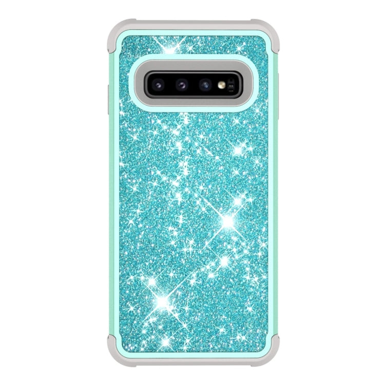 Glitter Contrast Color Silicone + PC Shockproof Case for Galaxy S10+