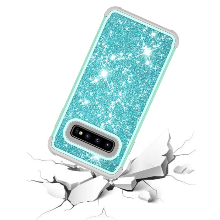 Glitter Contrast Color Silicone + PC Shockproof Case for Galaxy S10+