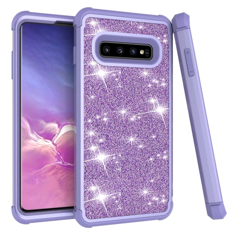 Glitter Contrast Color Silicone + PC Shockproof Case for Galaxy S10+