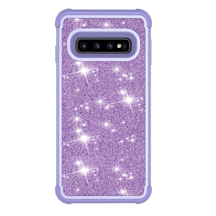 Glitter Contrast Color Silicone + PC Shockproof Case for Galaxy S10+