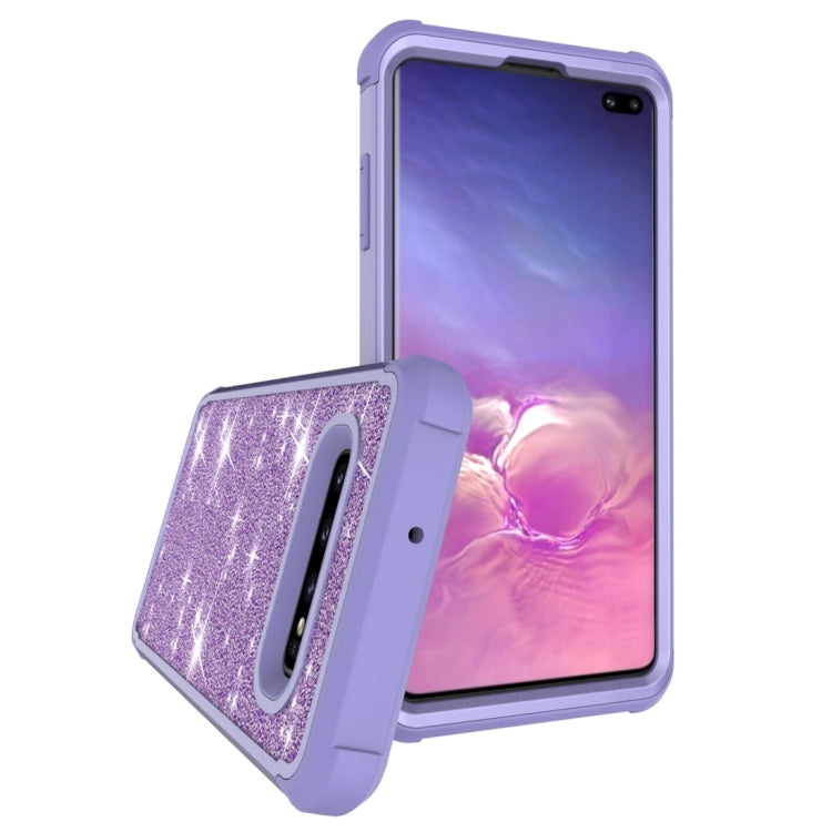 Glitter Contrast Color Silicone + PC Shockproof Case for Galaxy S10+