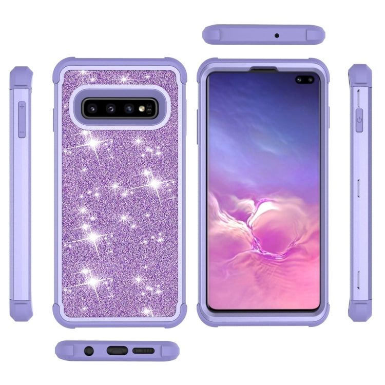 Glitter Contrast Color Silicone + PC Shockproof Case for Galaxy S10+