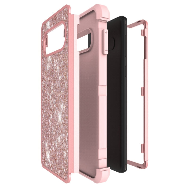 Glitter Contrast Color Silicone + PC Shockproof Case for Galaxy S10+