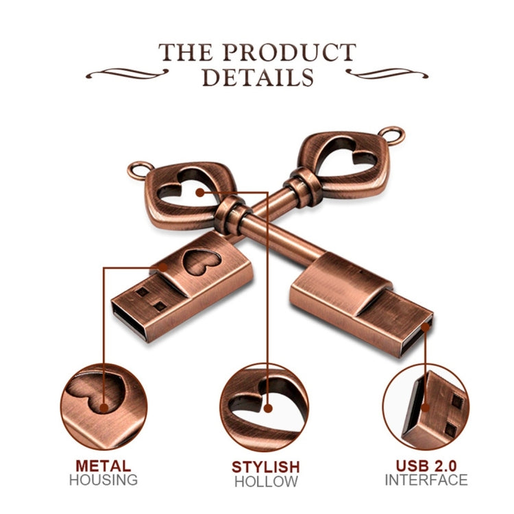 MicroDrive 8GB USB 2.0 Copper Love Key U Disk