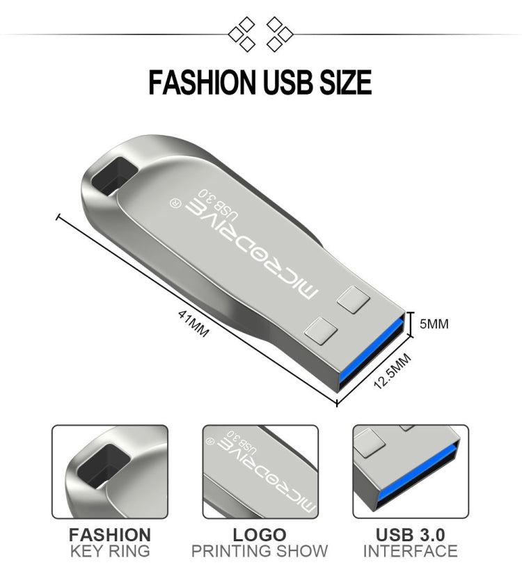 MicroDrive 64GB USB 3.0 Fashion High Speed Metal Rotating U Disk