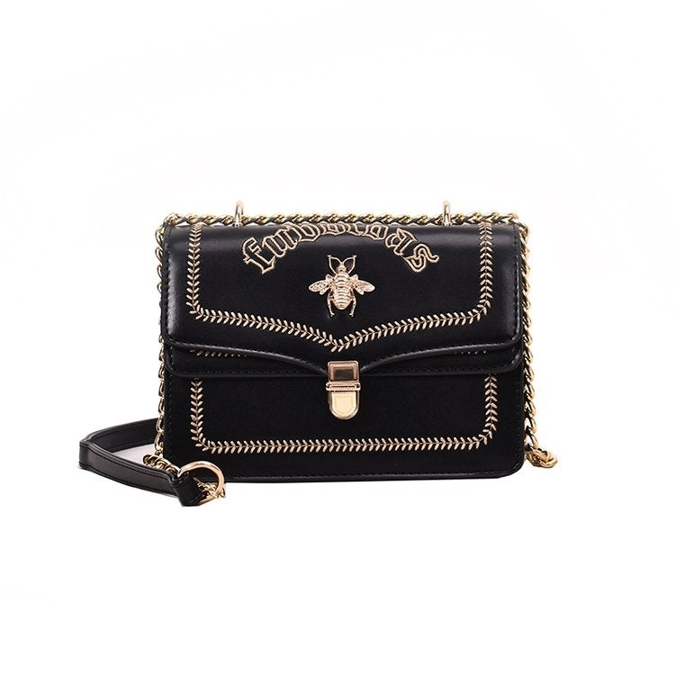 Bee Embroidery PU Leather Chain Single Shoulder Bag Ladies Handbag Messenger Bag
