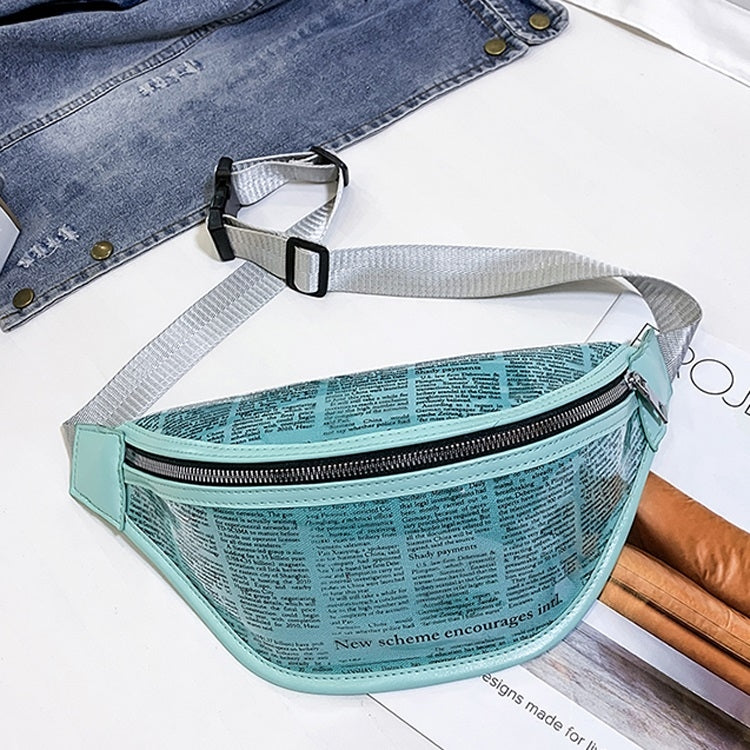 Fashion Newspaper Printing Plastic Transparent Jelly Waist Chest Bag Single Shoulder Bag Messenger Bag