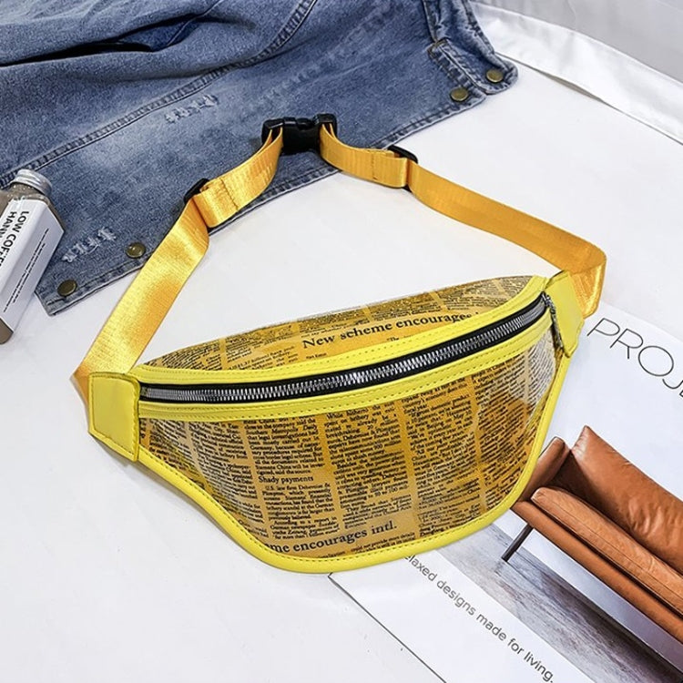 Fashion Newspaper Printing Plastic Transparent Jelly Waist Chest Bag Single Shoulder Bag Messenger Bag