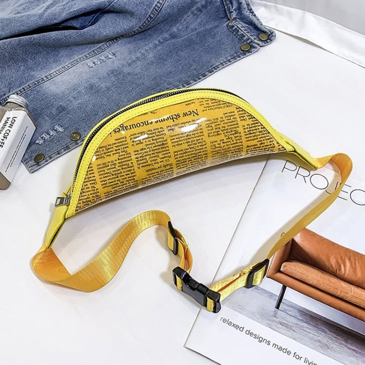 Fashion Newspaper Printing Plastic Transparent Jelly Waist Chest Bag Single Shoulder Bag Messenger Bag