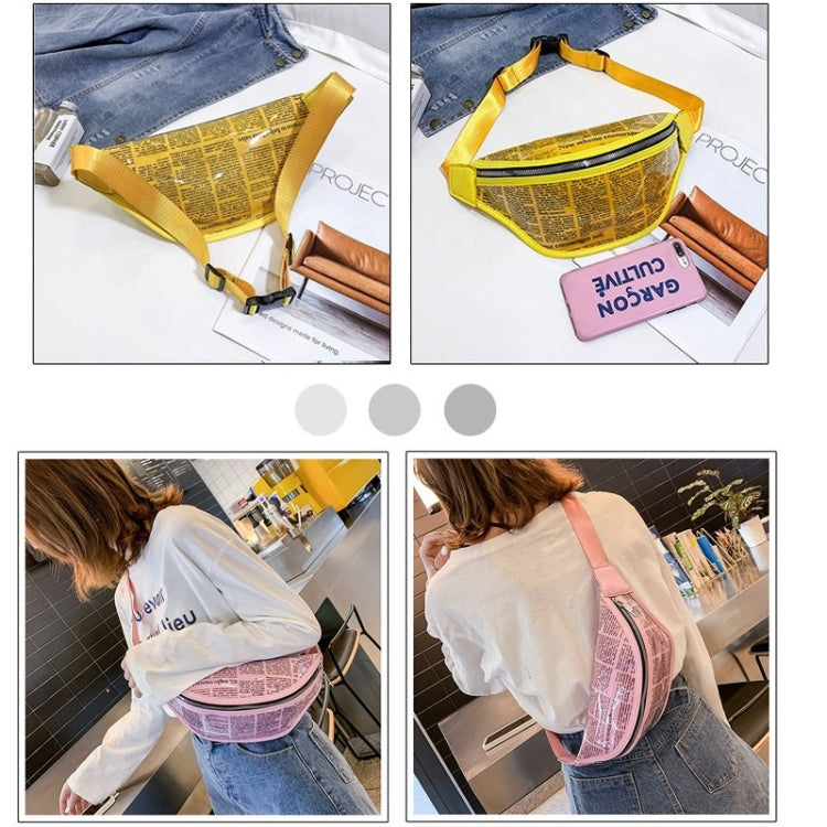 Fashion Newspaper Printing Plastic Transparent Jelly Waist Chest Bag Single Shoulder Bag Messenger Bag