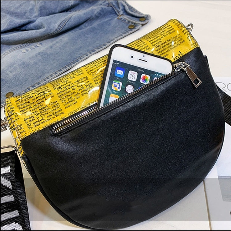 Fashion Newspaper Printing Plastic Transparent Jelly Waist Chest Bag Dual-zipper Single Shoulder Bag Messenger Bag