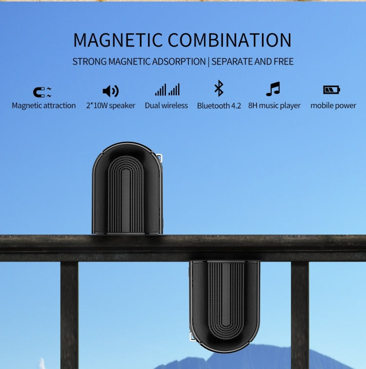 OVEVO D20 TWS Waterproof Magnetic Bluetooth Split Type Stereo Sound Quality Outdoor Portable Speaker