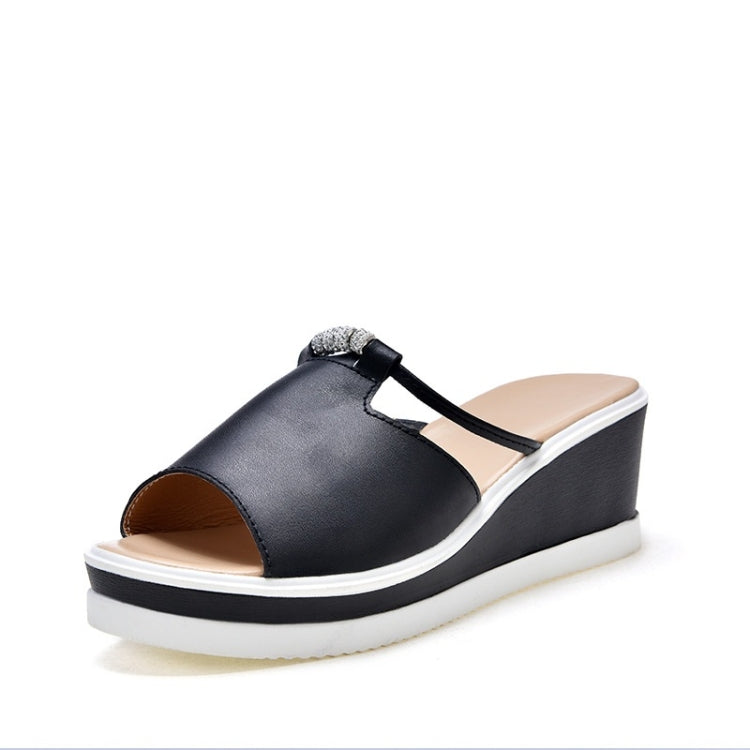 Fashion Wild Wedge Flash Drill Non-slip Wear Resistant Sandals Slippers for Women