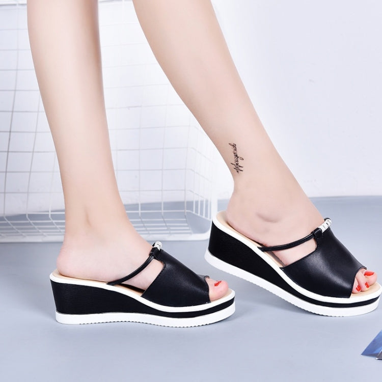 Fashion Wild Wedge Flash Drill Non-slip Wear Resistant Sandals Slippers for Women