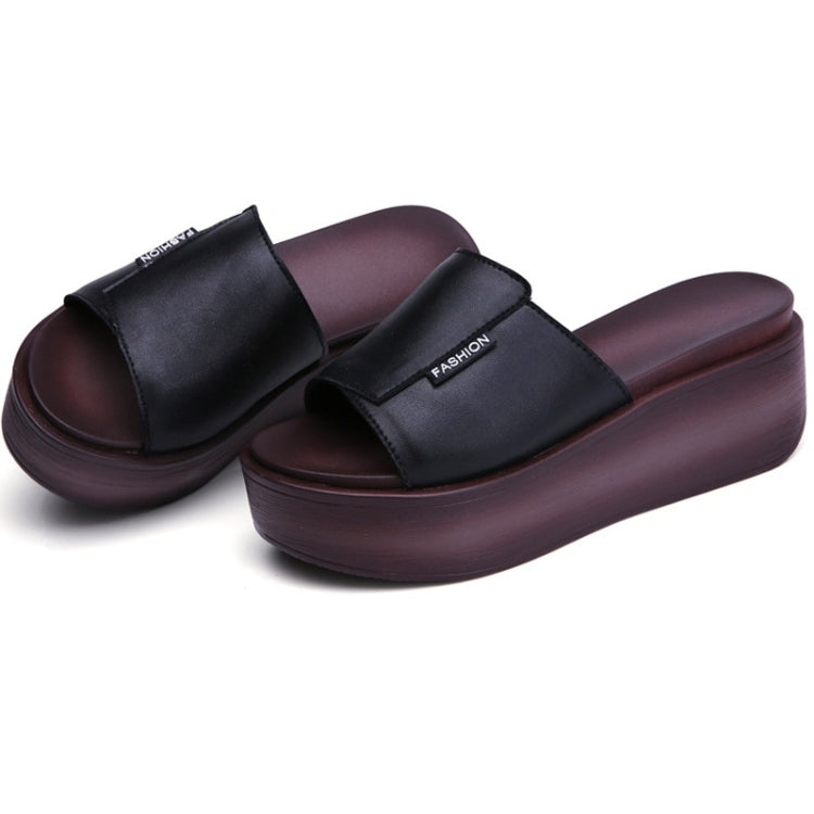 Simple Wedge Thick-bottomed Beach Slippers Sandals for Women