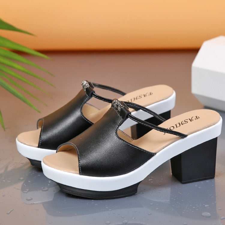 Fashion Flash Drill Thick Bottom Thick Heel Slippers Sandals for Women