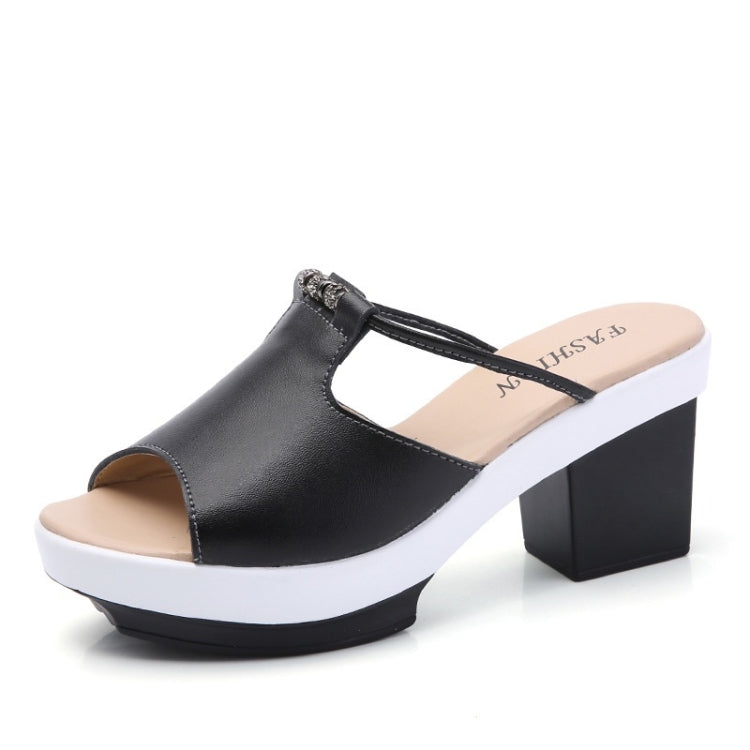 Fashion Flash Drill Thick Bottom Thick Heel Slippers Sandals for Women