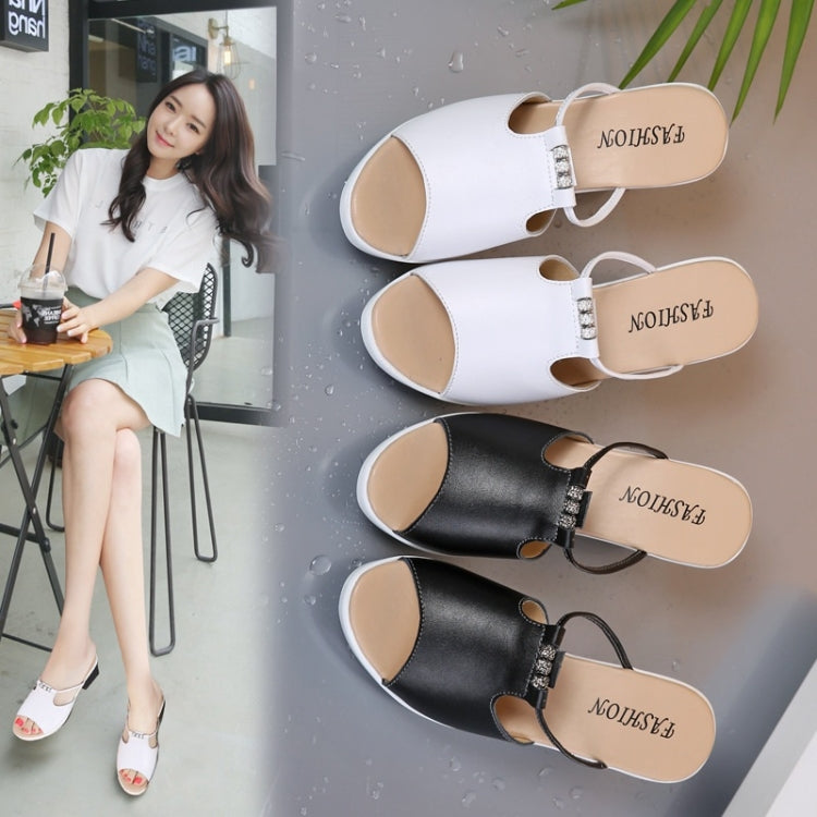 Fashion Flash Drill Thick Bottom Thick Heel Slippers Sandals for Women